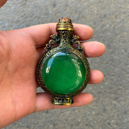 Chinese Hand-carved Cloisonne Color-changing Stone Snuff Bottle