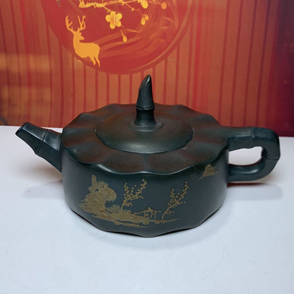 Vintage Chinese Yixing Purple Clay Teapot Zisha Ceramic Bamboo Kung Teaware Rare