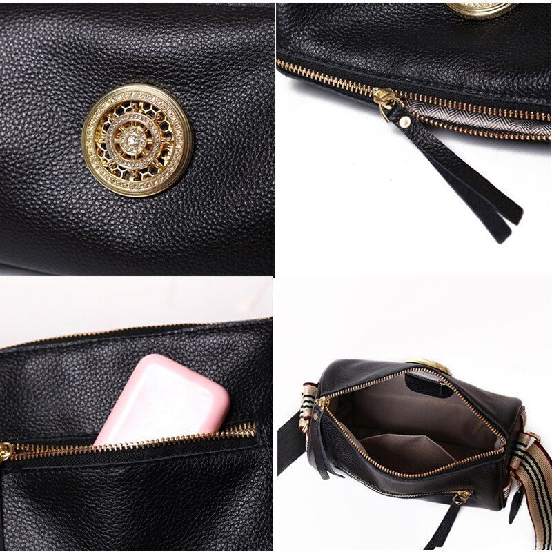 Women Leather Handbags Rotating Metal Lock Shoulder Bags Fashion Messenger Bags