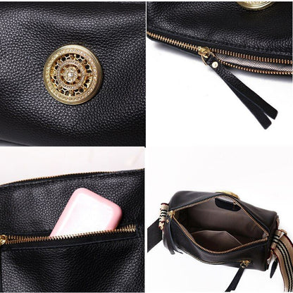 Women Leather Handbags Rotating Metal Lock Shoulder Bags Fashion Messenger Bags