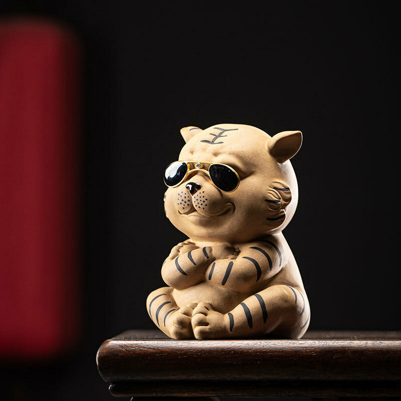 House Warming Gift Zisha Purple Clay Tea Pet Tiger Money Box Mascot Tea Play
