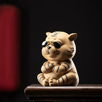 House Warming Gift Zisha Purple Clay Tea Pet Tiger Money Box Mascot Tea Play