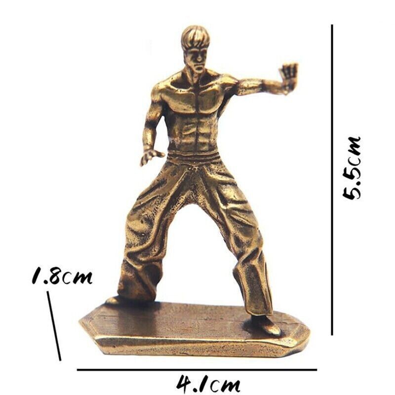 Brass Bruce Lee Action Figures Model Kung Fu Style Statue Collection Decoration