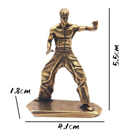 Brass Bruce Lee Action Figures Model Kung Fu Style Statue Collection Decoration