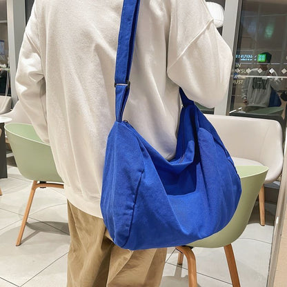 Canvas Textile Big Soft Slouchy Pouch Side Bag Streetwear Laptop Shoulder Bags