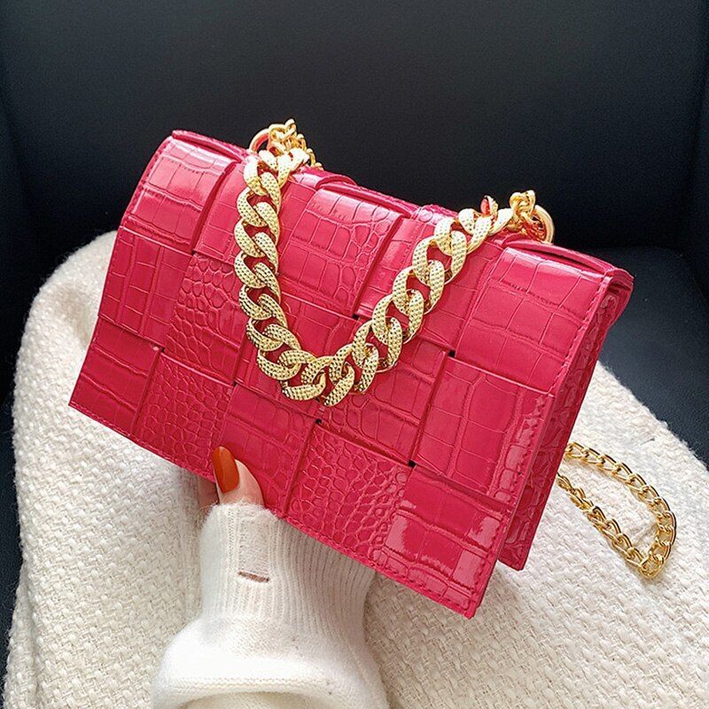 12 Colors Handbag Purse Alligator Pattern Shoulder Bag Women Chain Crossbody Bag