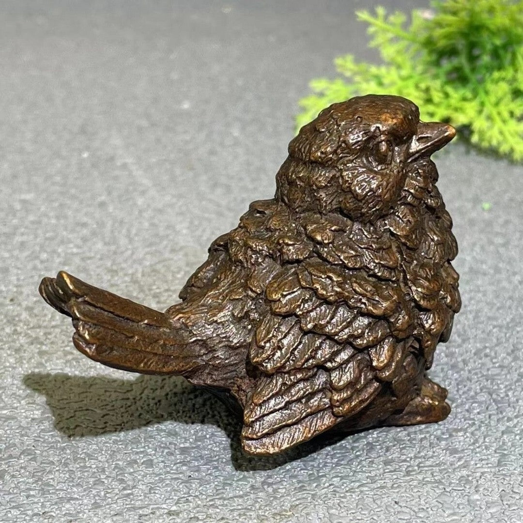 china Antique Collection Sparrow Bird bronze statue