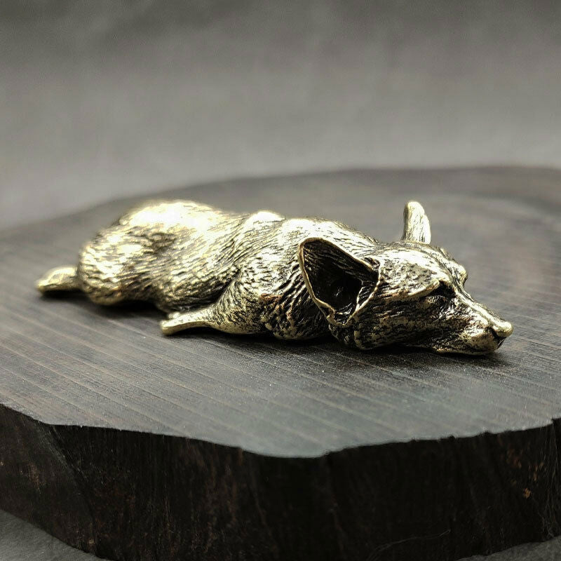 Solid Brass Corgi Dog Figurine Dog Statue Home Ornaments Animal Figurines Gift