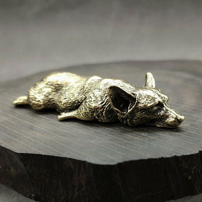 Solid Brass Corgi Dog Figurine Dog Statue Home Ornaments Animal Figurines Gift