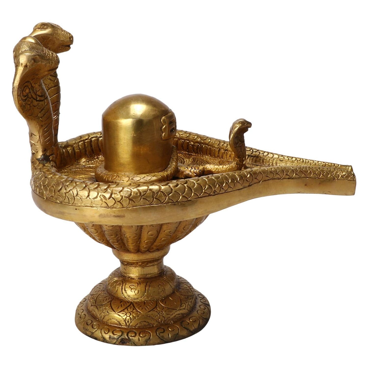Hindu God Lord Brass Shiva Shivling Idol with Naag Nagin Idol Statute Figurine