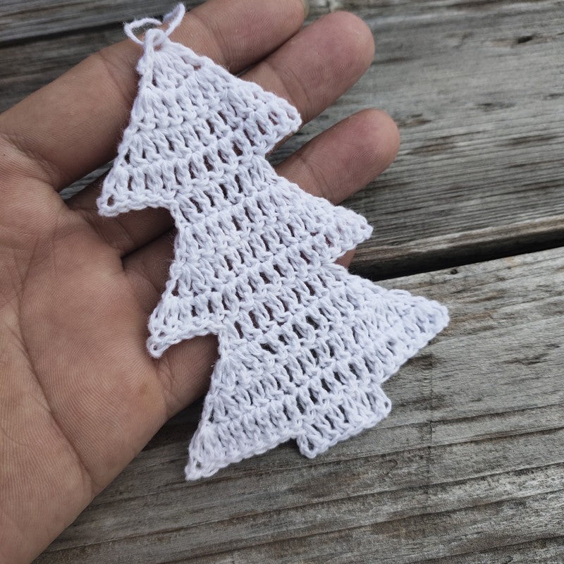 Home Garden Crochet Christmas Tree Baubles Ornaments 1Set Of 10 white snowflake