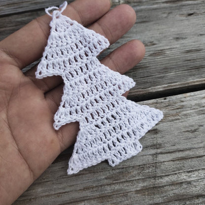 Home Garden Crochet Christmas Tree Baubles Ornaments 1Set Of 10 white snowflake