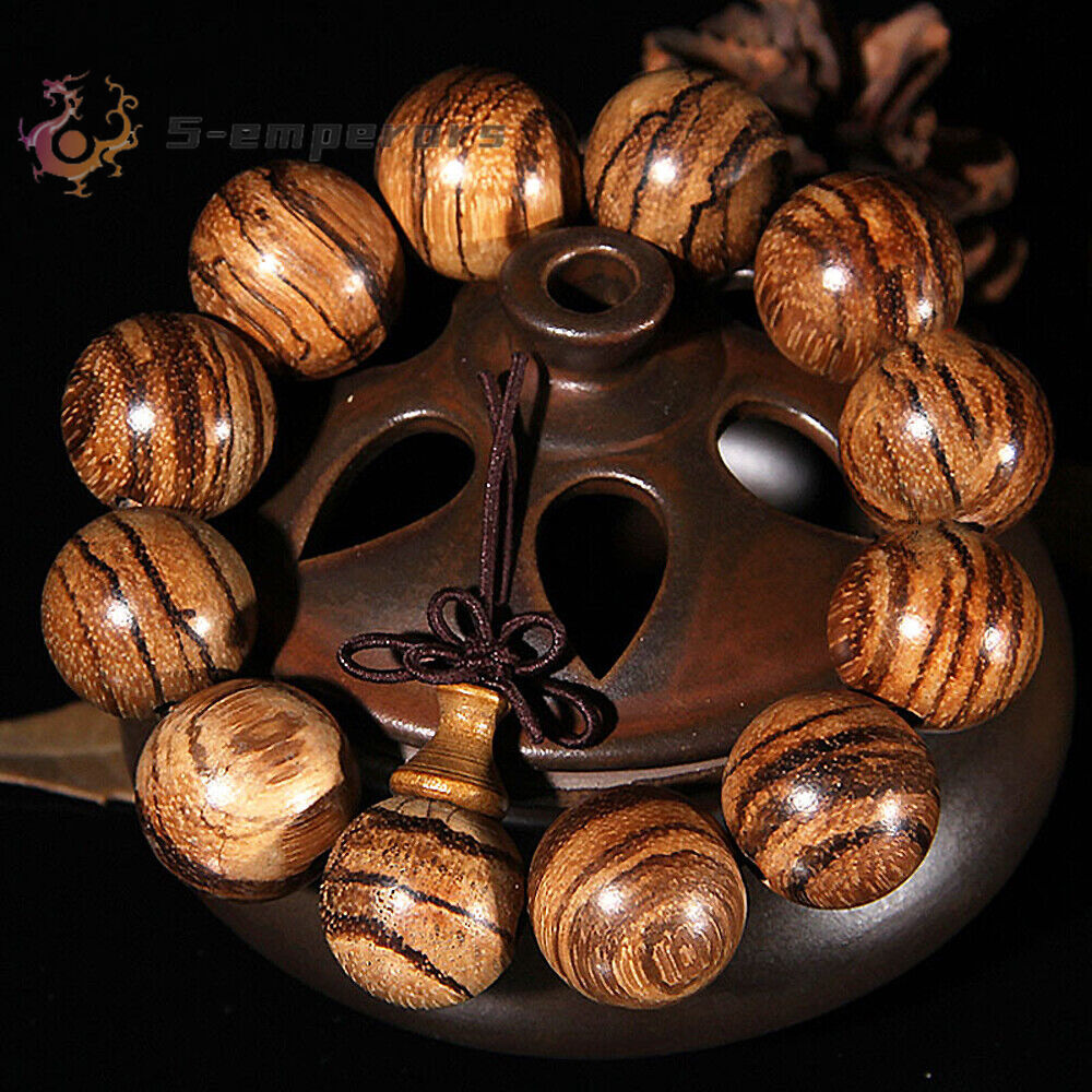20 mm Vietnam Agarwood Wooden Bracelets Tiger Pattern Buddha Round Beads