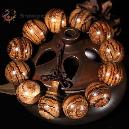 20 mm Vietnam Agarwood Wooden Bracelets Tiger Pattern Buddha Round Beads