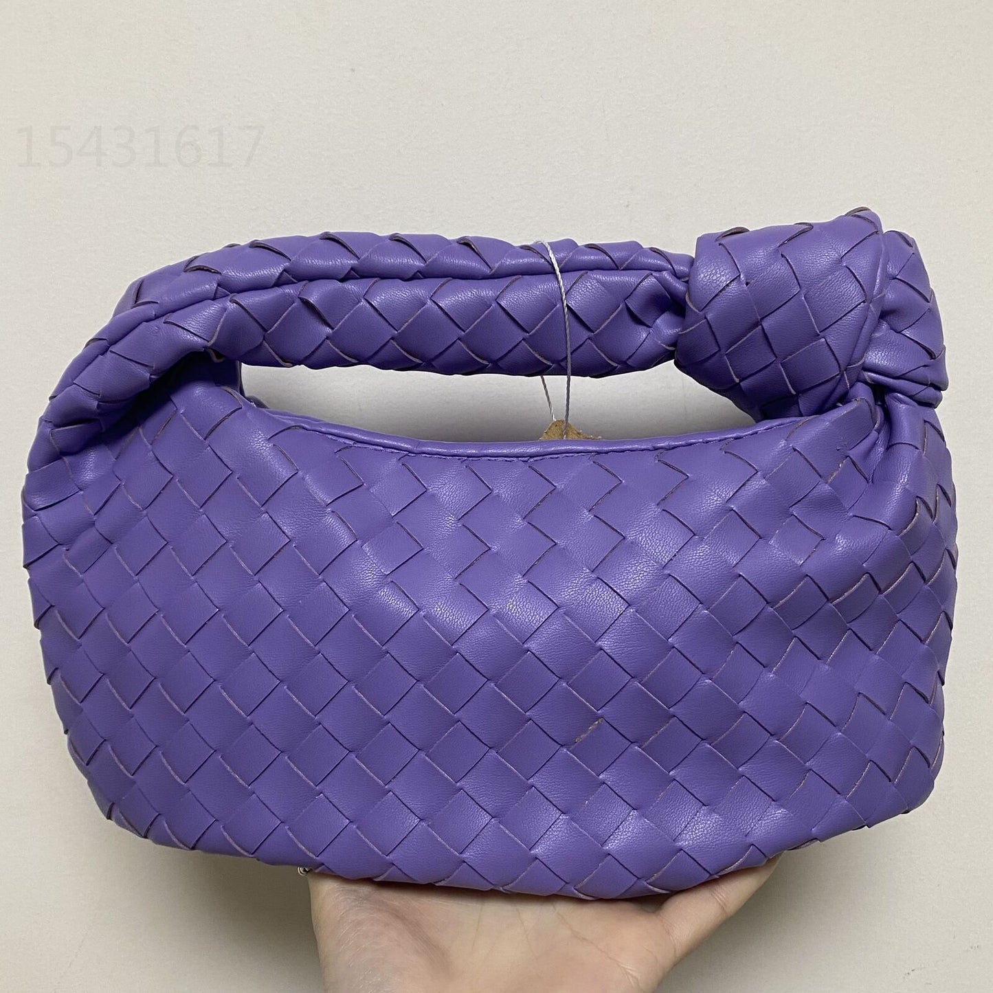 Leather Handbag Mini Shoulder Bag Purse Style Silver Weave Soft Underarm Bags