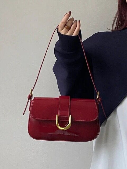 Women's Classic Vintage Handbag Leather Shoulder Bag Burgundy Crossbody Bag Gift