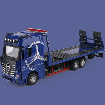 Diecast Toy Deck Flatbed Trailer Model Truck Car Alloy Transporter Vehicle Kids