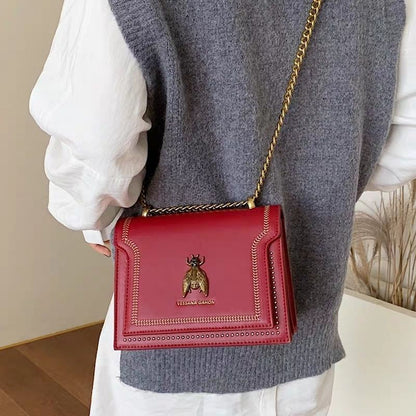 Ladies Chain Handbag Cartoon Decorative Shoulder Bag Leather Tote Bags Crossbody