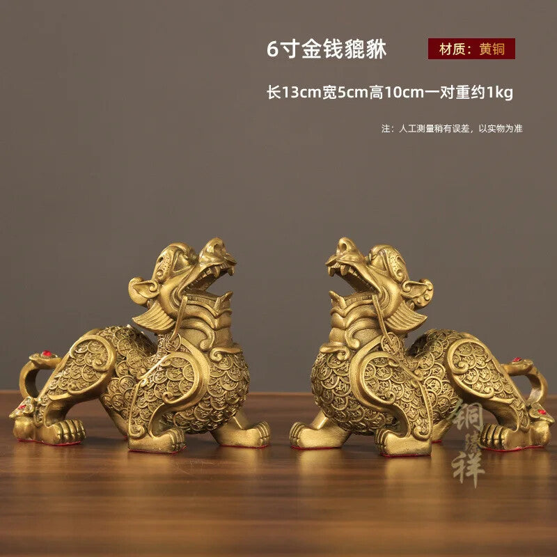 Copper Pixiu Feng Shui Ornament Decorations for Wealth Home Treasure Bowl Decor