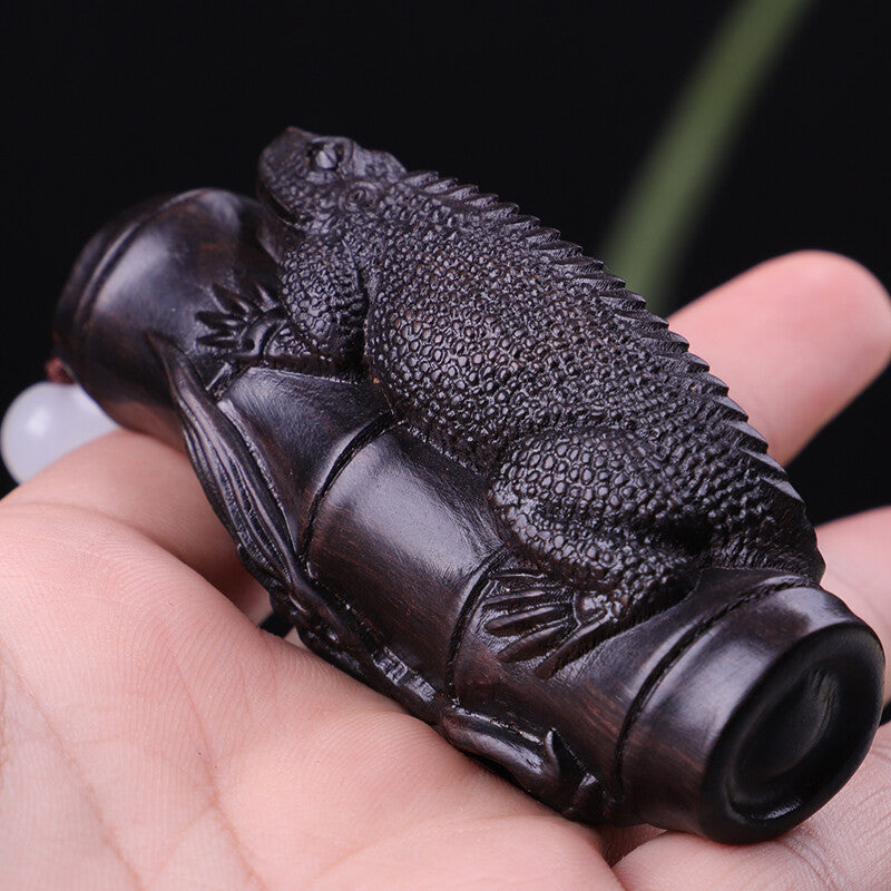 Ebony Wood Hand Carved Statue Sculpture Figure Animal Art Pendant Decor