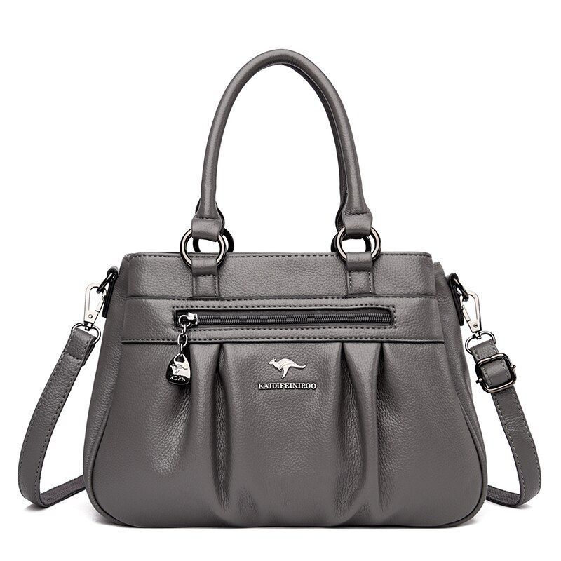Handbag 3 Layers Leather Bags Big Capacity Tote Bag Women Vintage Shoulder Bags