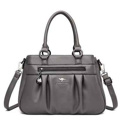 Handbag 3 Layers Leather Bags Big Capacity Tote Bag Women Vintage Shoulder Bags