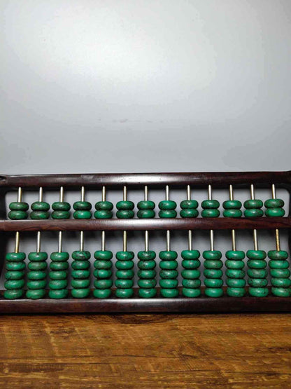 Chinese Rosewood Inlaid Silver Dollar & Turquoise Bead Exquisite Abacus