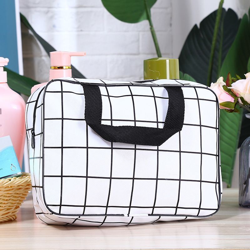 Traveling Cosmetic Bag Black Grey Large Hanging Bathroom Makeup Storage Wash Bag