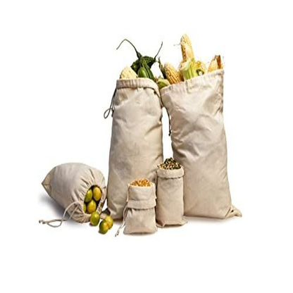 25Pcs Muslin Natural Cotton Bags with Drawstring - Small 6x10 Inches,