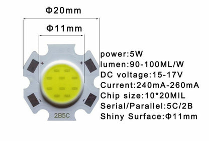 LED Source Chip 15pcs 3W 5W 7W 10W High Power COB Side 11mm Light Bulb Lamp Spot