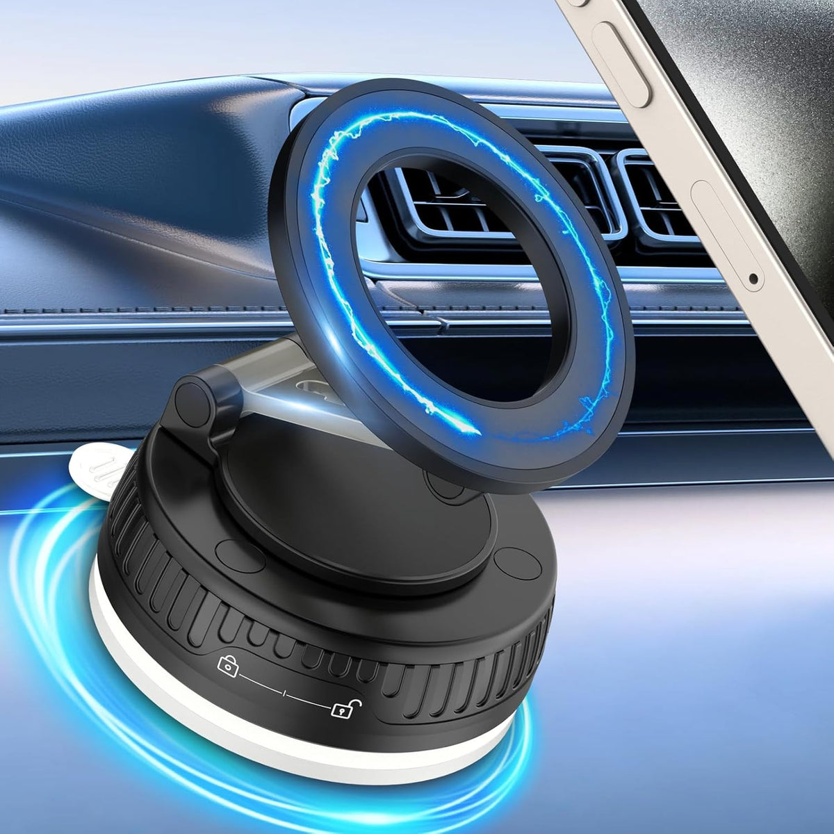 Car Phone Holder for Magsafe [Strongest Suction & Magnetic] 360° Adjustable Car