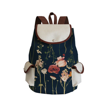 Vintage Drawstring Backpacks Large Practical Portable Linen Shoulders Bags 1 PC