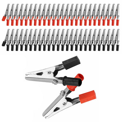 Durable 50Pcs Electrical Test Clamps Metal Alligator Clips with Plastic Handle