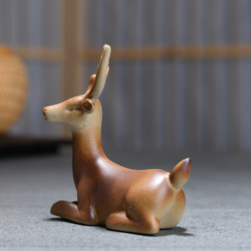 Deer Statue Small Size Ceramic Tea Pet Table Decoration For Microlandscape New
