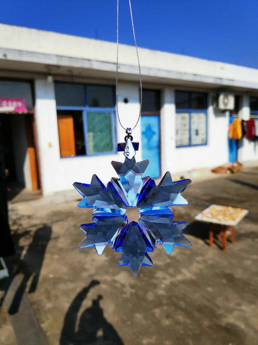 1PCS New Blue Crystal Snowflake Ornament Charm Pendant Party Decoration