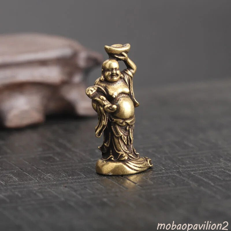 Brass Maitreya Buddha Miniatures Figurines Small Statue Ornaments Home Design