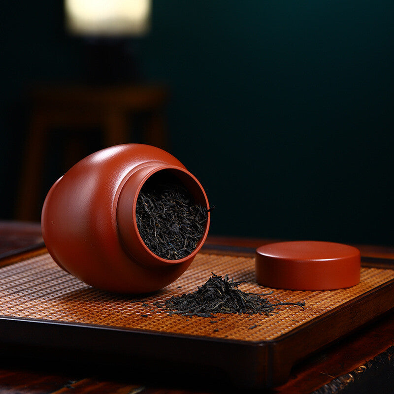 Real Yixing Zisha Zhu Clay Tea Canister Small Size for Loose Tea Jar with Lid