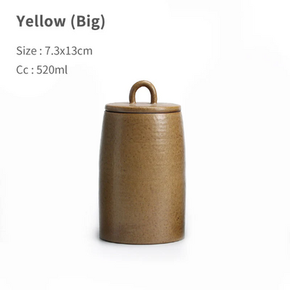Coarse Pottery Ceramic Tea Canisters Tea Jar Storage for Tea