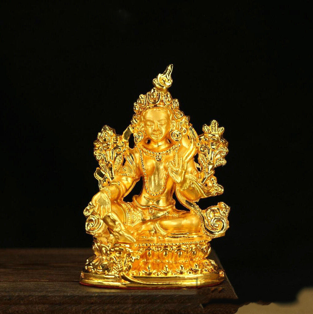 BLESSED TIBETAN BUDDHA GOLD GILT STATUE: GODDESS GREEN TARA FEMALE Protect