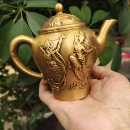 Brass Flying Fairy Tea Pot Wine Pot Exquisite Home Furnishings Decorations