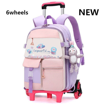 Girls Wheel School Bags Children Primary School Backpack Kids Book Bag Schoolbag