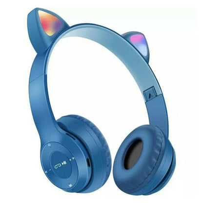 Wireless Bluetooth 5.0 Headset Cat Rabbit Ear LED Headphone w/Mic For Kids Girls