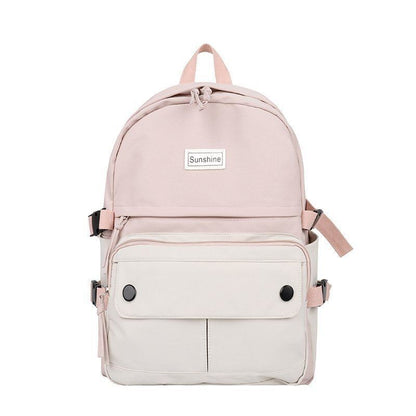 Stitching Contrast Backpack Fashion Cute Student Canvas School Bags Travelling