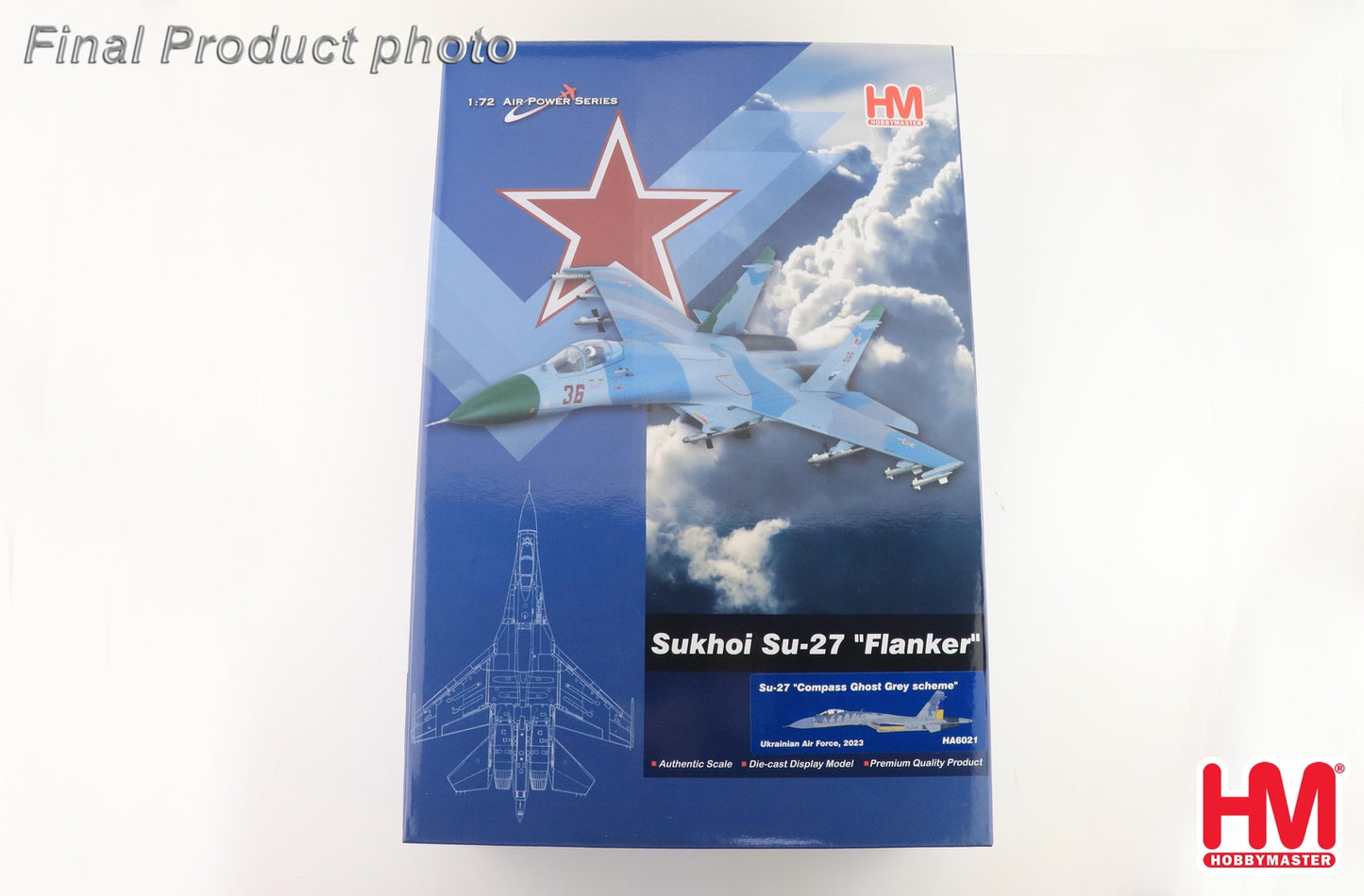 1:72 HM Su-27 Compass Ghost Grey Ukrainian Air Force 2023 Fighter Diecast Model