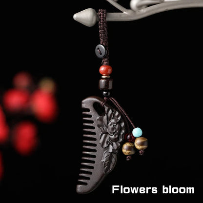 Creative Mini Ebony Mini Comb Pendant Convenient Sandalwood Small Comb Key Chain
