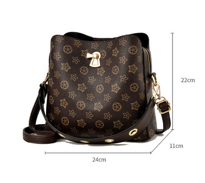 Fashion Leather Handbag Purse Shoulder Bag Bucket Crossbody Versatile for Women