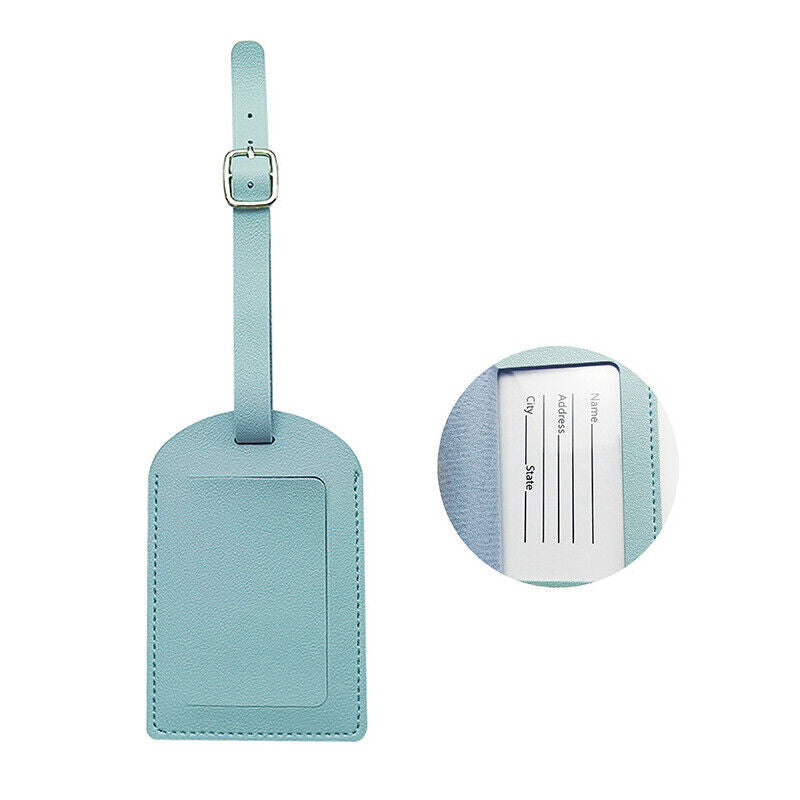 Travel Leather PU Luggage Tags Suitcase ID Card Name Label Baggage Address Tag