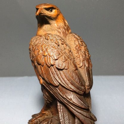 Decorative Sculpture Eagle Hawk Wooden Statue Modern Home Decor Wood Carving Art