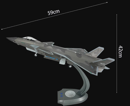 59CM 1:35 Chinese J-20 Stealth Fighter Jet Plane Diecast Military Aircraft Model