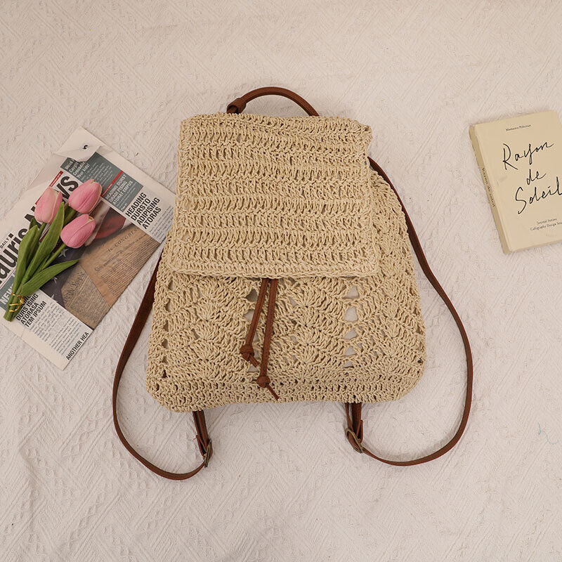 New Hollow Straw Shoulder Bag Women's Summer Backpack Vacation Beach Bag